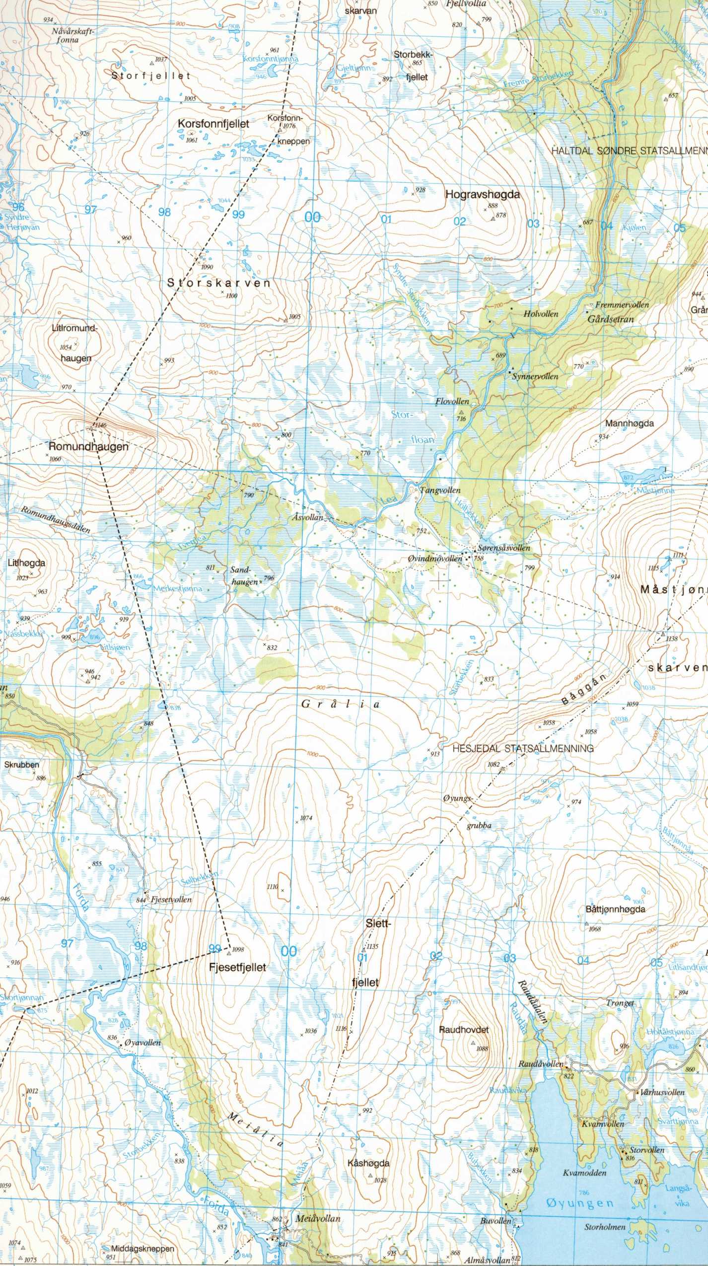 Map of the western part of Hessdalen